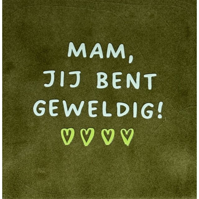 Mam jij bent geweldig – keramieken quote tegeltje olijf/lichtgroen (lime)