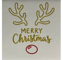 Merry Christmas rendier – keramieken quote tegeltje crème/goud (rood)