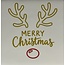 Yett Merry Christmas rendier – keramieken quote tegeltje crème/goud (rood)
