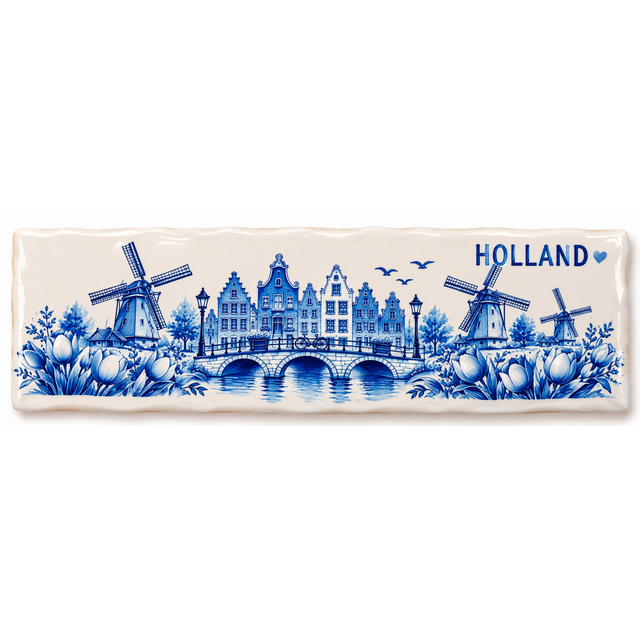 DO Delftsblauw Tegeltje Holland – Molens & Grachten