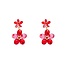 Day & Eve E65036-2 Double Flower  14K + Dark Red