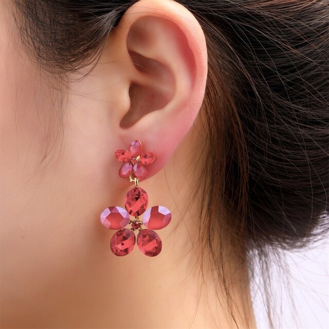 E65036-2 Double Flower  14K + Dark Red