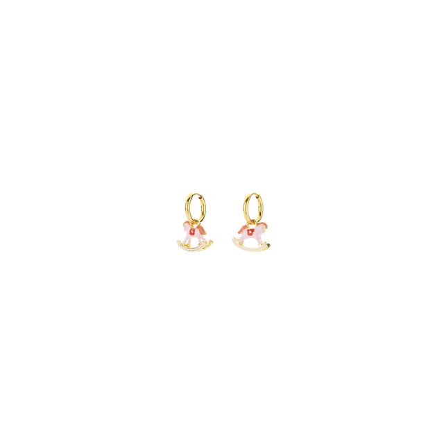 Biba Hobbelpaard Hoops Goudkleurig Roze – 10 mm