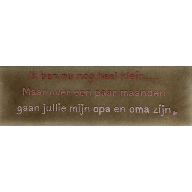 DO Ik ben nu nog heel klein… maar over een paar maanden gaan jullie mijn opa en oma zijn – Taupe