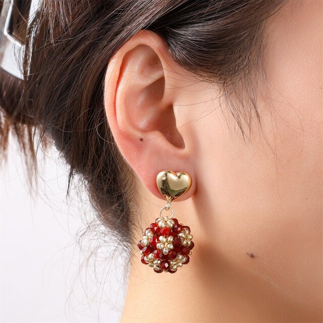 Heart Stud Ball Oorbellen E55225-5
