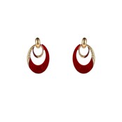 Oval Dangle Red Oorbellen E55018-4