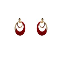 Oval Dangle Red Oorbellen E55018-4
