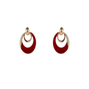 Oval Dangle Red Oorbellen E55018-4