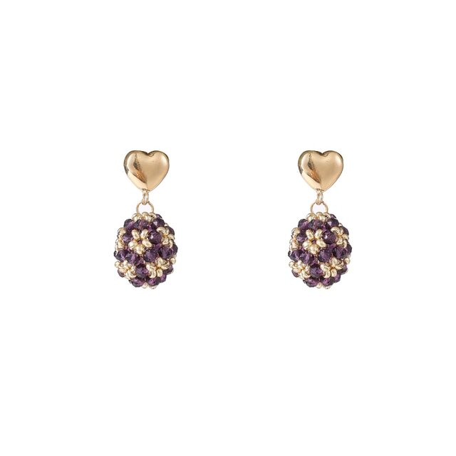 Heart Stud Ball Oorbellen E55225-6
