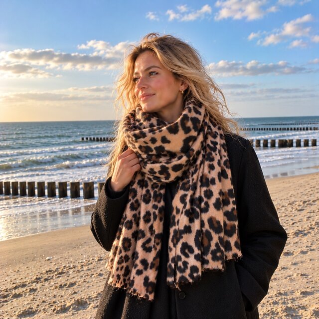 Warme & Cozy Sjaal  bruin Leopard – Heerlijk Zacht voor de Winter
