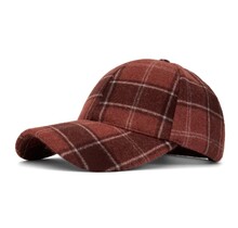 Trendy Geruite Denim Baseball pet – Rood