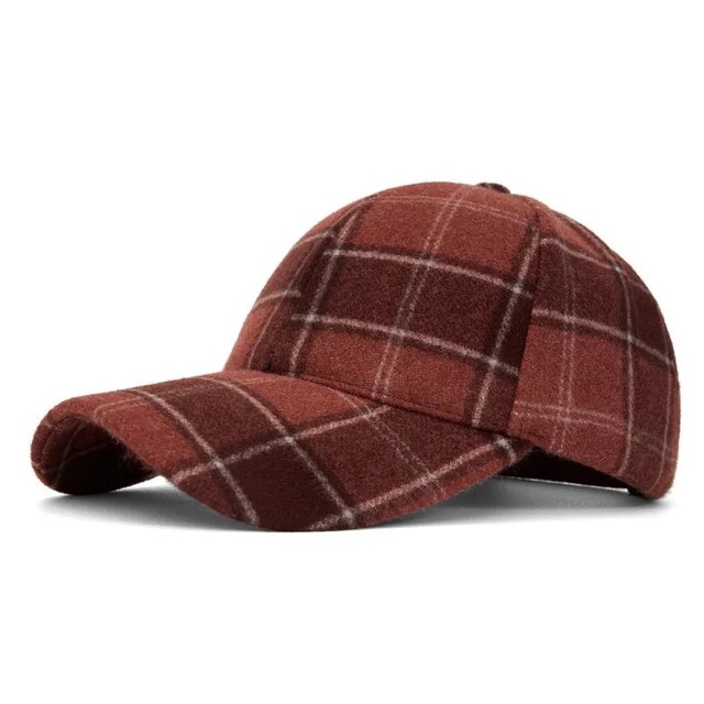 Trendy Geruite Denim Baseball pet – Rood