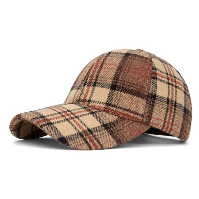 Geruite Bucket Hat Khaki – Trendy Dames Base Ball  Pet
