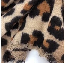 Warme en zachte panterprint sjaal beige – perfect voor de winter