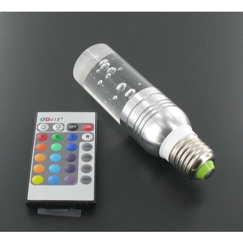 3 Watt RGB Kristall LED Birne E27 mit IR-Fernbedienung