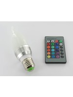 RGB 3 Watt LED 'Flame' Lamp E27 met IR Afstandsbediening