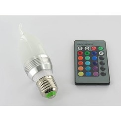 RGB 3 Watt LED 'Flame' Lamp E27 met IR Afstandsbediening