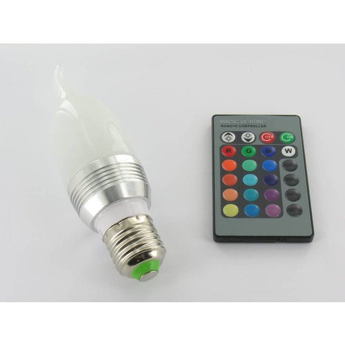 RGB 3 Watt LED 'Flame' Bulb E27 with IR Remote Control