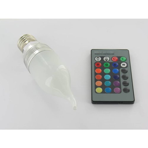 RGB 3 Watt LED 'Flame' Bulb E27 with IR Remote Control