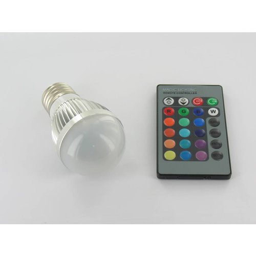 3 Watt RGB LED bulb 'lamp E27 with IR Remote Control