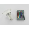 RGB 3 Watt LED Glass' Spot GU10 with IR Remote Control