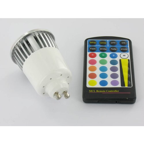 RGB 5 Watt LED Spot GU10 with IR Remote Control