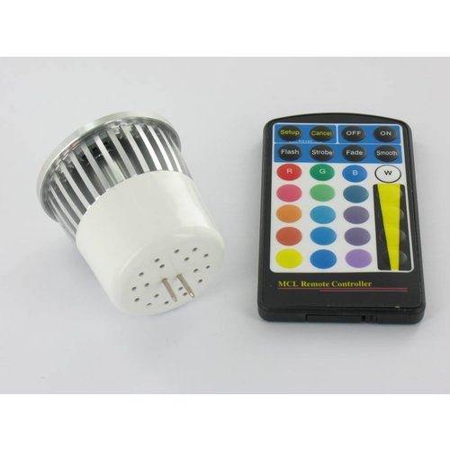 RGB 5 Watt LED Spot MR16 mit IR-Fernbedienung