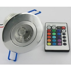 RGB 9 Watt Downlight met IR Afstandsbediening