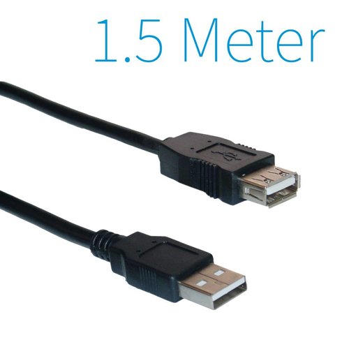 USB 2.0 Verlängerungskabel 1,5 Meter Männlich - Weiblich.