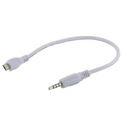 Micro USB mâle vers Audio Jack 3,5 mm mâle Câble 30 cm Blanc