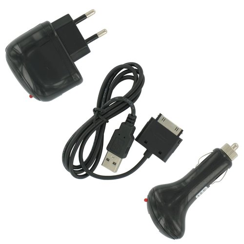 Dolphix Chargeur de maison / chargeur de voiture pour iPhone 3G / 3GS / 4 / 4S - Kit de charge 3 en 1 - Blanc