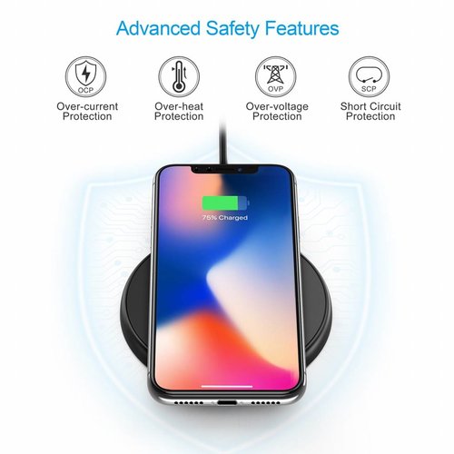 Choetech Wireless QI Smartphone charger / Wireless Charger - 10W - Fast Charge - Anti-Slip design - Black