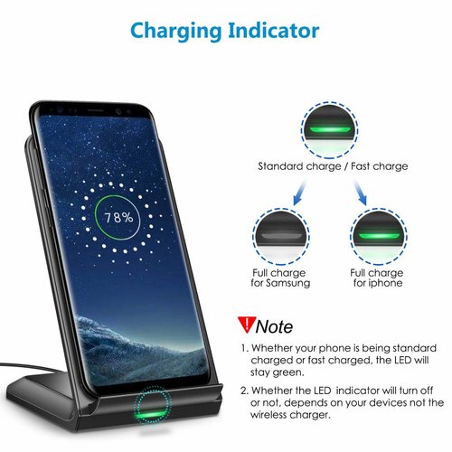 Choetech Wireless QI charging station for smartphones - Fast Charge Technology - 10W - 2 Coils - Anti Slip Design - LED Indicator - Black