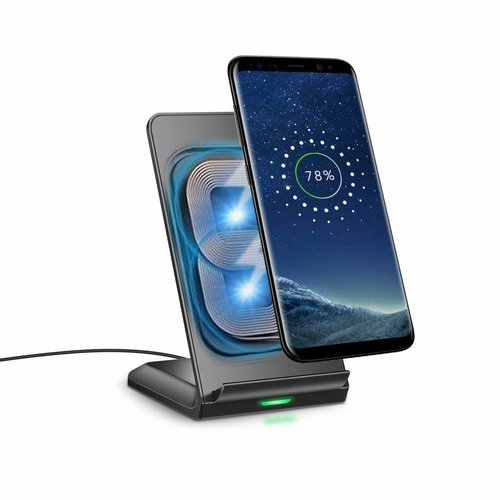 Choetech Draadloos QI laadstation voor smartphones - Fast Charge Technologie - 10W - 2 Coils - Anti Slip Ontwerp - LED-indicator  - Zwart