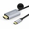 Choetech Aluminium USB Type-C naar  HDMI en Power Delivery Adapter - 4K @60Hz - HDMI 2.0 - Goud Vergulde Connectoren - 1.8 M - Sky Grey