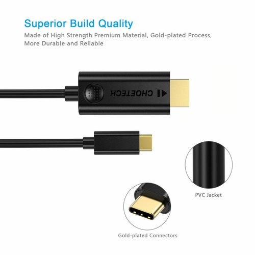 Choetech USB-Typ-C-zu-4K-HDMI-Kabel - Vergoldete Anschlüsse - 1.8M - Schwarz