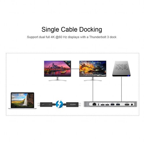 Choetech USB-C Thunderbolt ™ 3-Kabel - 40 Gbit / s - 4K / 5K - 100 W Stromversorgung - 5A - Kabellänge: 2 Meter - Schwarz