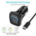 Choetech Quick Charge 3.0 Autolader - 2x USB-A - 30W - 2.4A - Zwart