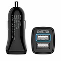 Choetech Quick Charge 3.0 Autolader - 2x USB-A - 30W - 2.4A - Zwart