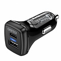 Choetech Chargeur de voiture Quick Charge 3.0 - 1x port de charge USB-C - 1x port de charge USB-A - 36W - 3A - Indicateur LED - Noir