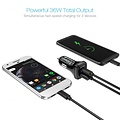 Choetech Chargeur de voiture Quick Charge 3.0 - 1x port de charge USB-C - 1x port de charge USB-A - 36W - 3A - Indicateur LED - Noir