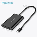 Choetech USB-C Thunderbolt ™ 3 bis 2x 4K Display Port Adapter - Kabellänge: 25CM - Schwarz