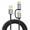 Choetech 2-in-1 USB-C en micro USB naar USB-A kabel -  2.4A - Krulsnoer 1.2M