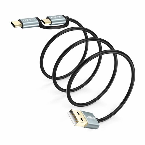 Choetech Câble de type C et micro USB 2 en 1 vers type A - 1,2 m