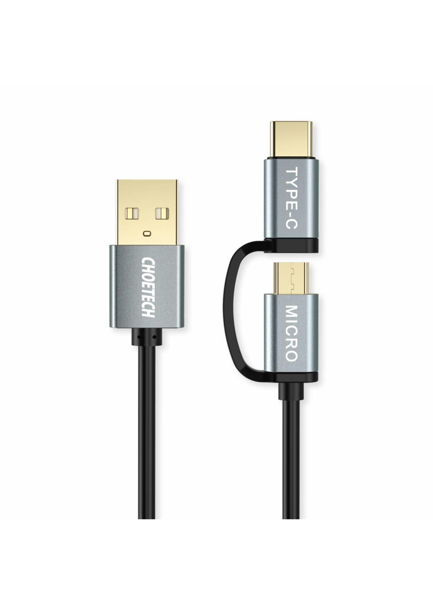 Choetech Type-C en micro USB 2-in-1 naar Type-A kabel  - 1.2M