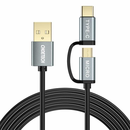 Choetech Type-C en micro USB 2-in-1 naar Type-A kabel  - 1.2M