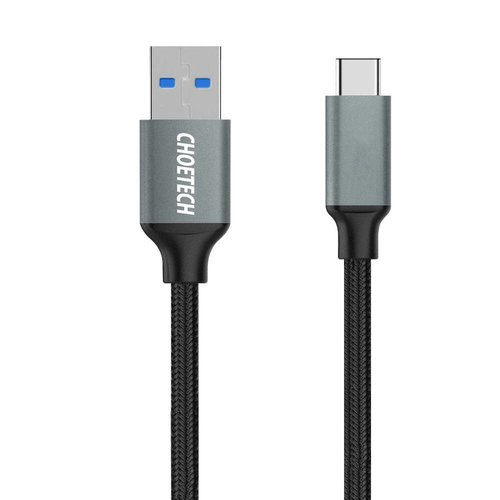 Choetech USB 3.0 A zu USB-C Lade- und Datenkabel - 2.4A - Geflochtenes Nylon -1M - Schwarz