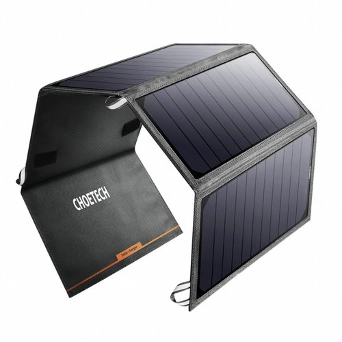 Choetech Foldable Solar Charger with 4 panels - 2 USB charging ports - 24W - 4A max. - Water resistant