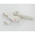 Chargeur de voiture pour Apple iPhone 3G, 3GS, 4 et 4S / iPod de diverses générations - 30 broches - Blanc