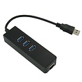 USB 3.0 Gigabit Ethernet Adapter met USB Hub